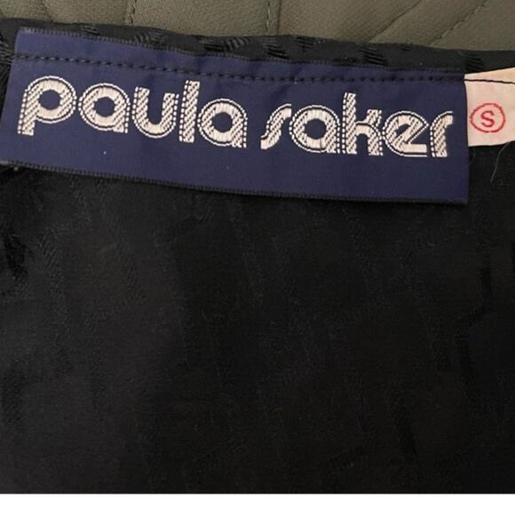 PAULA SAKER MINI DRESS|SWIM COVER UP BLACK SMALL SEMI SHEER GEO PRINT - Picture 3 of 10